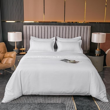 GOLDEN HOME  6-Piece King Size Duvet Cover Set, 1 Duvet Cover + 1 Fitted Sheet + 4 Pillow Cases, Microfibre, Muesli