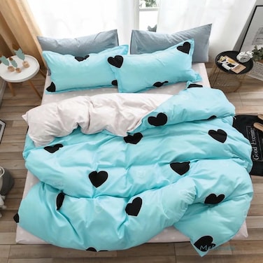 GOLDEN HOME  6-Piece Queen Size Duvet Cover Set, 1 Duvet Cover + 1 Fitted Sheet + 4 Pillow Cases, Microfibre, Muesli