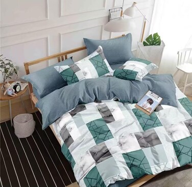 GOLDEN HOME  6-Piece King Size Duvet Cover Set, 1 Duvet Cover + 1 Fitted Sheet + 4 Pillow Cases, Microfibre, Without filler