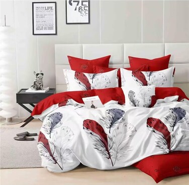 GOLDEN HOME  6-Piece King Size Duvet Cover Set, 1 Duvet Cover + 1 Fitted Sheet + 4 Pillow Cases, Microfibre, Without filler