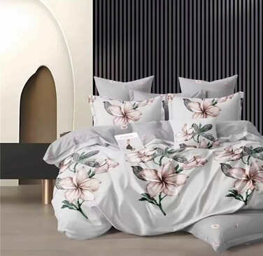 GOLDEN HOME  6-Piece King Size Duvet Cover Set, 1 Duvet Cover + 1 Fitted Sheet + 4 Pillow Cases, Microfibre, Without filler