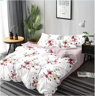 GOLDEN HOME  6-Piece King Size Duvet Cover Set, 1 Duvet Cover + 1 Fitted Sheet + 4 Pillow Cases, Microfibre, Without filler