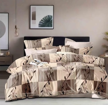 GOLDEN HOME  6-Piece King Size Duvet Cover Set, 1 Duvet Cover + 1 Fitted Sheet + 4 Pillow Cases, Microfibre, Without filler