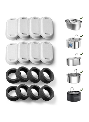 PETLIBRO 4/8 Packs Replacement Filters for Stainless Steel Cat Water Fountain PLWF003 &amp; PLWF006, 2/4 Months Set of Replacement Filters fot Pet Water Fountain Stainless Steel
