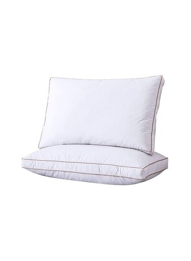 2-Piece Classic Double Piping Pillow cotton White 50x75cm