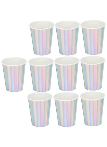 20pcs Paper Cups, Disposable Paper Coffee Cups with PLA Lined, Drinking Compostable Cup Recyclable Juice Cup, Kraft Paper Cups, for Party, Picnic,Travel,and Events (Silver)