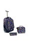 3-Piece Rolling School Set, 18-Inch Wheeled Backpack with Lunch Bag and Pencil Case, Pastel.BLUE BADMINTON PRINT