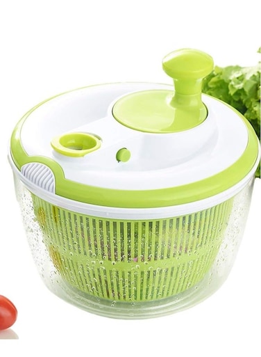 Large Salad Spinner 5QT &acirc;&euro;&ldquo; BPA-Free Manual Lettuce Dryer &amp; Vegetable Washer with Quick Dry Design, Easy Spin for Tastier Salads, Green