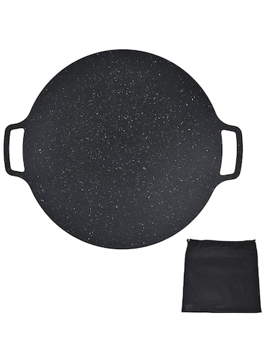 Velaurs Grill Pan, Korean Round Stovetop Grill with Handles Nonstick BBQ Grilling Pan Easy to Clean Barbecue Stovetop Plate for Camping, Indoor Outdoor(41CM)