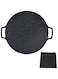 Velaurs Grill Pan, Korean Round Stovetop Grill with Handles Nonstick BBQ Grilling Pan Easy to Clean Barbecue Stovetop Plate for Camping, Indoor Outdoor(41CM)