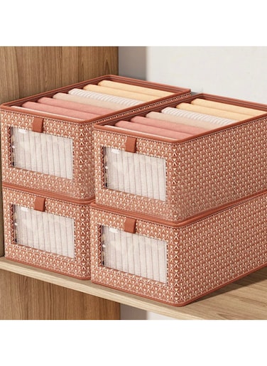 4-Pack Foldable Closet Storage Boxes &ndash; Washable Fabric Bins with Handles, Cube Organizers for Clothes, Wardrobe, Bedroom, Home, and Office