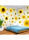 HLARTNET Large Sunflower Wall Stickers - 39 PCS Sunflower Daisy Decals for Wall 3D Butterfly Wall Sticker Sunflower Bathroom Nursery Decor Removable Yellow Flowers Decal for Kitchen Bedroom Decoration