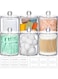 AOZITA 6 Pack Qtip Holder Dispenser for Cotton Ball, Cotton Swab, Cotton Round Pads, Floss - 10 oz Clear Plastic Apothecary Jar Set for Bathroom Canister Storage Organization, Vanity Makeup Organizer