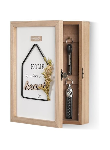 Azonee Key Holder Wall Mount, Wooden Key Stand Box for Entryway Home, Hanging Key Cabinet with 6 Key Hooks, Rustic Farmhouse Key Rack for Home Wall Decor Office