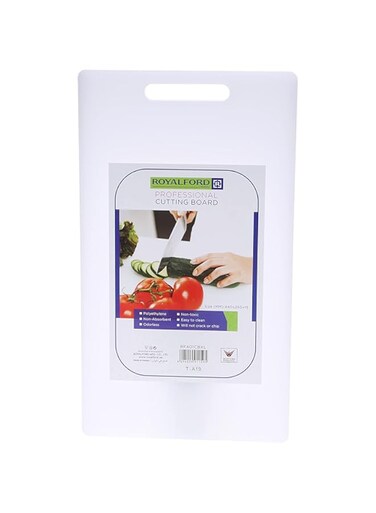 Royalford Chopping Board - Cutting Board with Non-Slip Base- Perfect for Fruits &amp; Vegetables -Hanging Hole for Easy Storage - Multipurpose Dual Usage Kitchen Cutting Board (White)
