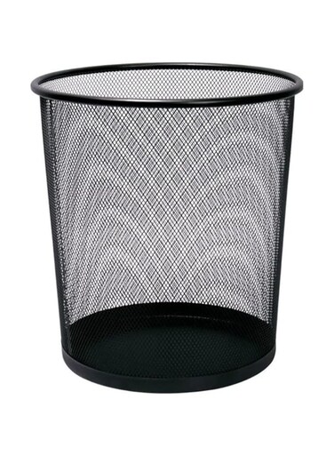 Yanek Compact Mesh Wastebasket, Durable Black Metal Garbage Bin Ideal for Use in Home, Office, Bathroom, and Kitchen, Lightweight Trash Can 30x33cm (Large)