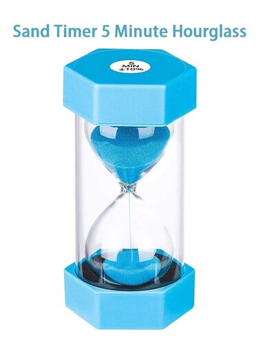 Sand Timer 5 Minute Hourglass - Unbreakabl Sand Clock 5 Min - Little Blue Sand Watch, Plastic Hour Glass for Children, Games, Decorations, Classrooms, Kitchens, Toothbrush Timer