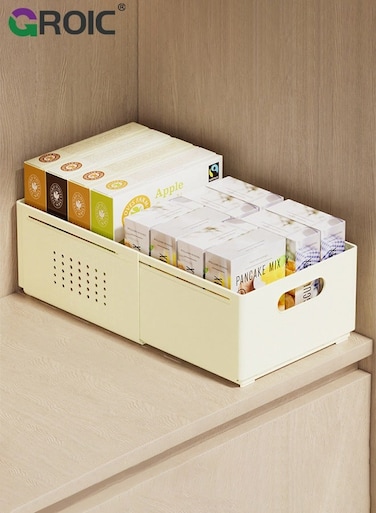 Retractable Storage Box - Cabinet Storage Box   Expandable Storage Box   Space Saver Easy Access Bathroom Organizers   Pull-out Organization For Kitchen Bedroom