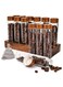 12 Packs Set Coffee Bean Storage Tubes, Glass Cellars with Wooden Stand, Dosing Vials with Lids and Funnel for Coffee Bean Tea Spices Storage,2oz