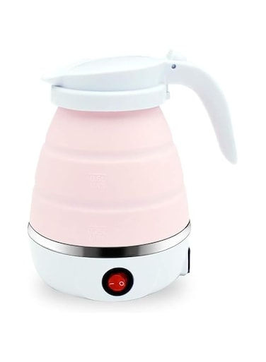 ELTERAZONE Travel Foldable Silicone Mini Electric Kettle Expandable Storage Convenient Convenient and Folding for Travel &ndash; Food Grade Silicone (PINK), H5K454