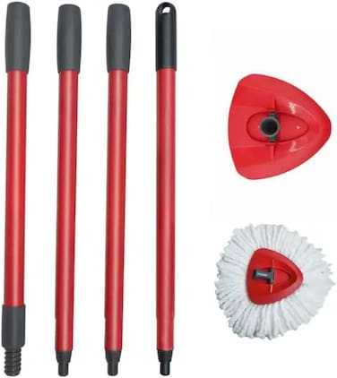 مقبض ممسحة دوارة بديل قابل لاعادة التعبئة وقاعدة متوافقة مع نظام دلو سهل العصر من فيليدا/او-سيدار، مقبض قابل للتمدد 30 انش الى 58 انش مع قاعدة وشكل مثلث سهل العصر