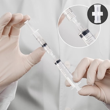 Luer Lock Syringe-to-Syringe Connector - Female to Female Adapter for Liquid Transfer, Transparent Plastic (Pack of 100)