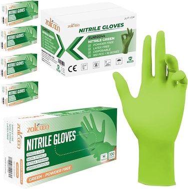 ZALCOON Disposable Gloves Nitrile Exam Gloves GREEN Powder-Free Non-Sterile Food Safe Cleaning Gloves, Extra Small  Case of 500 (5 Pack x 100 Pieces)
