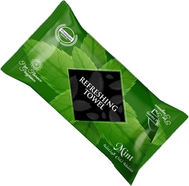 Zalcoon Refreshing Towel Wipes, Cotton Refreshment White Towels (50 Packs, 22X22cm) Mildly Scented Pre-Moistened Towels To Use Hot Or Cold - Mint Scent