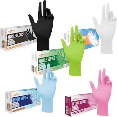 Zalcoon Nitrile Exam Gloves Disposable Latex Free Powder Free Chemical Resistance Disposable Gloves For Medical, Home, Cleaning, Food, Food Safe And Non-Sterile (5 Pack X 100 Pieces) - Small