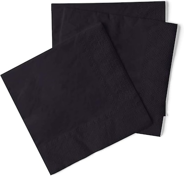 100 Pieces Black Paper Napkins, 25 X 25 CM, Table Decoration, Wedding, Bithday party, Multipurpose Nakins for indoor and outdoor uses
