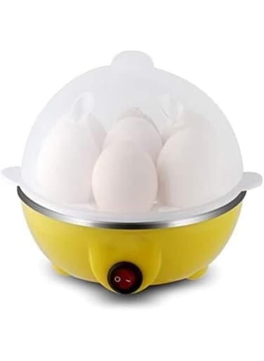 Electric Egg Cooker Boiler Maker - 7 Egg Capacity, Soft, Medium or Hard Boil, Noise-Free Technology, Auto Shut Off - White, Includes Egg Slicer - Fast &amp; Easy Cooking, Ideal for Breakfast