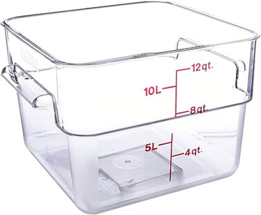 Cambro Camwear Polycarbonate Square Food Storage container, 12 Quart With lid