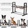 Wooden elevated pet feeder station with 3 height-adjustable, 2 Stainless steel bowls, Sturdy metal frame, and Non-slip bottom, Pet food &amp; water bowl for Large-sized pets, Easy assembly, 50 cm (Black)