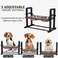 Wooden elevated pet feeder station with 3 height-adjustable, 2 Stainless steel bowls, Sturdy metal frame, and Anti-slip bottom, Pet food &amp; water bowl for Small-sized pets, Easy assembly, 42 cm (Black)