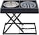 Elevated stainless steel dog feeder stand with 1 Slow feeder &amp; 2 Stainless steel bowls, 8 Height adjustable raised dog feeder for Medium to Large breeds, Easy to clean, 52cm (Black)
