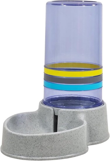 Pet water dispenser station, Automatic pet water dispenser with Transparent water tank, Gravity design, and Anti-slip bottom, Ideal for Cats &amp; Dogs, Easy to assemble, 42 cm (Grey)