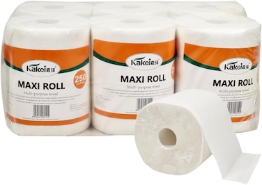 6Pcs Roll Tissue papers for Home living room, Dining room, Bathroom, and Office, Thickened pure raw wood pulp facial tissue with  2-ply and Super absorbent design, 1 Pack Dust-free, 53 cm (White)