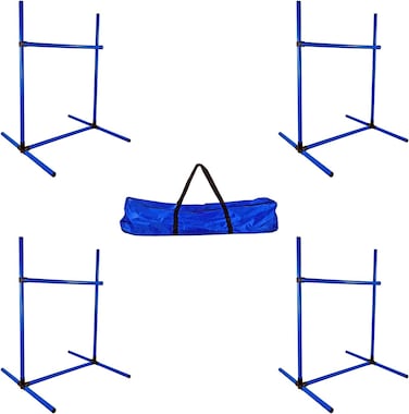 4Pcs Dog agility training equipment kit for Skill improvement &amp; Physical exercise, Adjustable height jump bar with Durable ABS Material and Carring bag, Ideal for outdoor use (Blue)