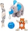 Dog chewing toys for Aggressive chewers, Durable calming odorless chew toys with Dinosaur, Bear, and Rope Toy themes, Ideal for dental health and Interactive play for all dog breeds (4Pcs)