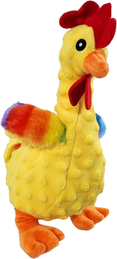Squeaky Plush chicken chew toy for Teeth cleaning and Stress relief, Durable chew-resistant dog toy with a Chicken theme and Polyester materials, Suitable for Aggressive chewers (Yellow)