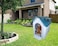 Waterproof plastic dog house with Roof, Durable PP material, Ventilation holes, Lockable door, and Raised floor, Indoor/Outdoor pet shelter for Large dogs, Easy to assemble, 113 cm (Blue)