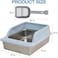 Semi-enclosed stainless steel cat litter box with a Litter scoop, Grid design, and High wall side cover, Durable litter box for Indoor cats, Detachable design for easy cleaning, 50 cm (Blue)