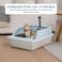 Semi-enclosed stainless steel cat litter box with a Litter scoop, Grid design, and High wall side cover, Durable litter box for Indoor cats, Detachable design for easy cleaning, 50 cm (Blue)