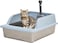 Semi-enclosed stainless steel cat litter box with a Litter scoop, Grid design, and High wall side cover, Durable litter box for Indoor cats, Detachable design for easy cleaning, 50 cm (Blue)