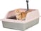 Semi-enclosed stainless steel cat litter box with a Litter scoop, Grid design, and High wall side cover, Durable litter box for Indoor cats, Detachable design for easy cleaning, 50 cm (Pink)