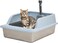 Stainless steel cat litter box for Indoor/Outdoor use, Durable Semi-enclosed cat toilet with High fence, Litter scoop, Non-stick, Grid design, and Detachable design, Easy to clean, 50 cm (Blue)