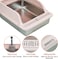 Stainless steel cat litter box for Indoor/Outdoor use, Durable Semi-enclosed cat toilet with High fence, Litter scoop, Non-stick, Grid design, and Detachable design, Easy to clean, 50 cm (Pink)