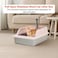 Stainless steel cat litter box for Indoor/Outdoor use, Durable Semi-enclosed cat toilet with High fence, Litter scoop, Non-stick, Grid design, and Detachable design, Easy to clean, 50 cm (Pink)
