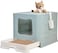 Cat Litter Box with Front Entry &amp; Top Exit, Transparent Door, Sand Filter Pedal, Litter Scoop, and Drawer Type, Foldable Cat Litter house box for Indoor Cats, Easy to Clean 60 cm (Green)