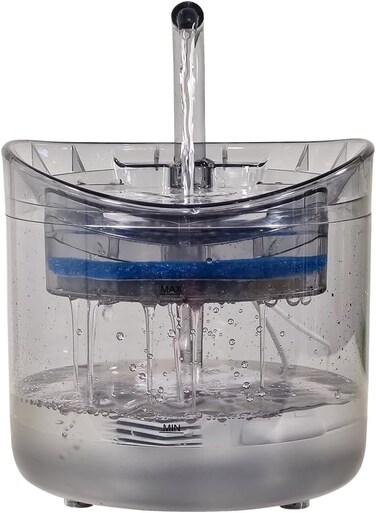 2L Automatic pet drinking fountain for Cats and Dogs, USB-Powered pet water fountain with Transparent design, Filtration system, Adjustable water flows, and Ultra-quiet pump (20 cm)